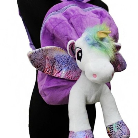 Plush Unicorn Backpack Many Colors - Picture 5 of 8